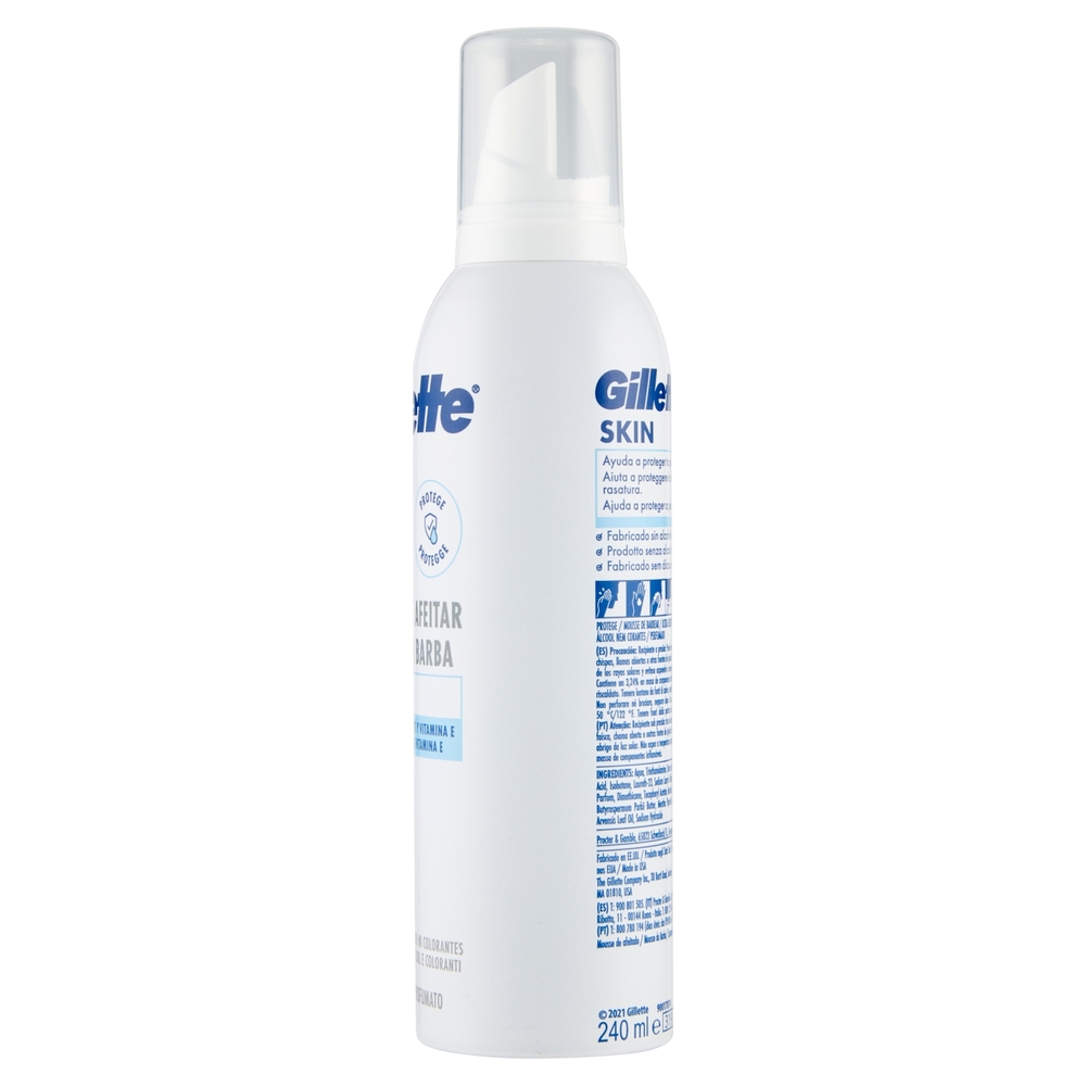 Gillette Mousse da Barba da Uomo Skin Ultra Sensitive con Burro di Karité e Vitamina E, 240 ml